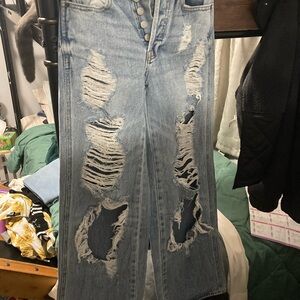 Distressed Blue Jeans